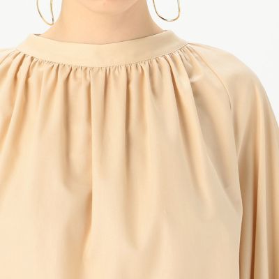 クリスタルコットン　ビルドネックブラウス