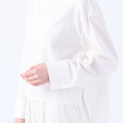 クリスタルコットン　クロップドシャツブラウス