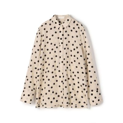 コットンシルクドットプリント　レギャラーカラーシャツ