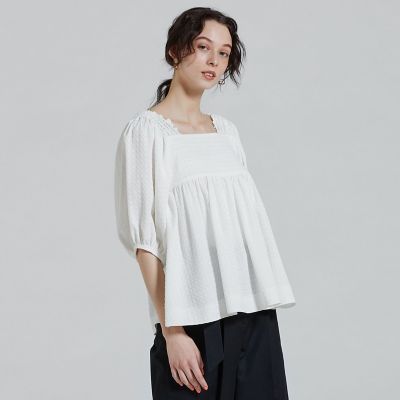 ＜maison TOMORROWLAND＞ジャカードシャーリング　パフスリーブブラウス