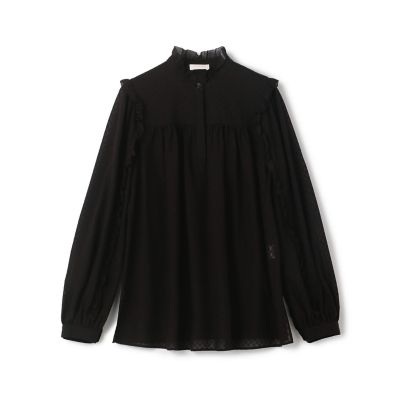 maison TOMORROWLAND/メゾン トゥモローランド コットンガーゼエンブロイダリー　フリルネックブラウス