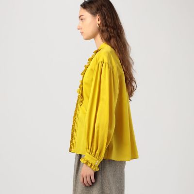 コットンシルクサテン フリルブラウス | maison TOMORROWLAND/メゾン