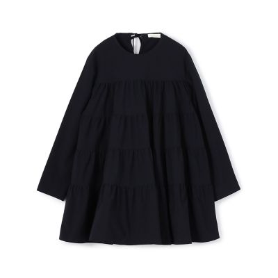 ストレッチタフタ　ティアードブラウス