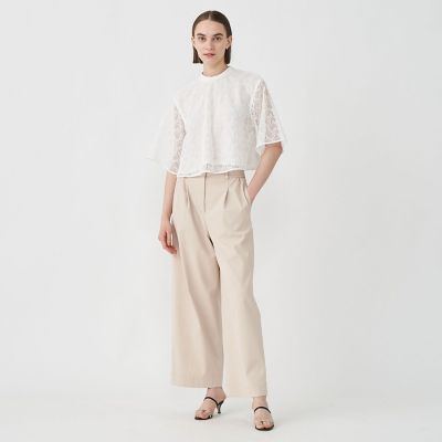 トゥモローランド　ジオメトリックカットレースブラウス　グリーン トゥモローランド ジオメトリックカットレースブラウス グリーン