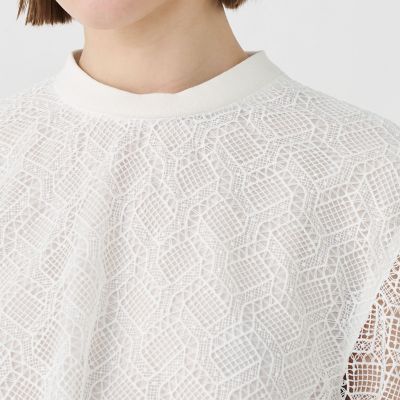 ジオメトリックレース ワイドスリーブブラウス | maison