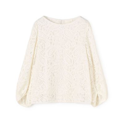 ＜maison TOMORROWLAND＞モールレース　パフスリーブブラウス