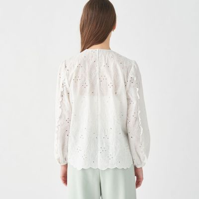 Heve クロスラッフルTOPS　ホワイト美品 Heve クロスラッフルTOPSホワイト