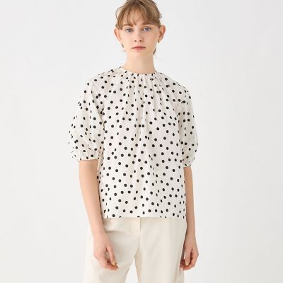 お買い得モデル ドットプリント ランタンスリーブブラウス maison | トップス