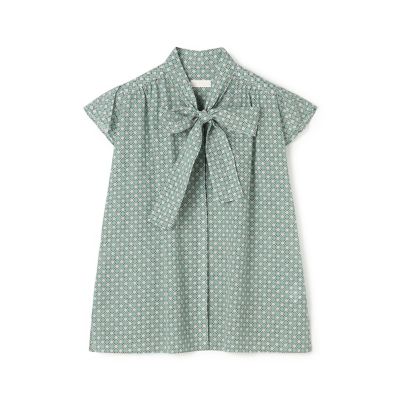 入荷now 口コミ BBダイアゴナルプリント ボウタイブラウス maison | シャツ+ブラウス(半袖+袖なし)