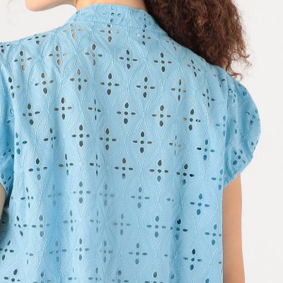 ロロンフラワーエンブロイダリー フレンチスリーブブラウス