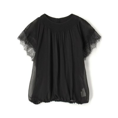 リバーレースコンビ シャーリングネックブラウス | maison 