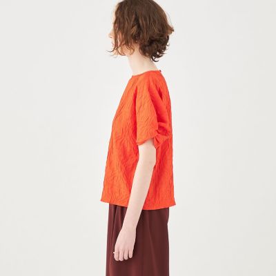 フラワージャカード　ツイストスリーブブラウス