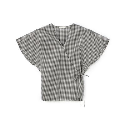 ＜maison TOMORROWLAND＞ローンギンガムチェック　カシュクールライクブラウス