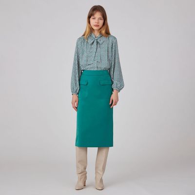 カラーグリッドプリント ボウタイブラウス | maison TOMORROWLAND