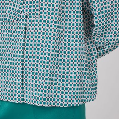 カラーグリッドプリント ボウタイブラウス | maison TOMORROWLAND