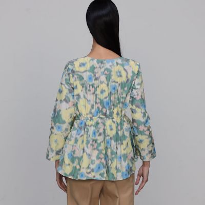 TOMORROWLAND サンフラワージャカード フリルネックブルゾン　シルク混 サンフラワージャカード フリルネックブルゾン | maison