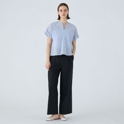 ボイルスクエアエンブロイダリー パッチポケットブラウス