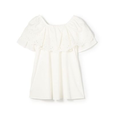 ＜maison TOMORROWLAND＞レースコンビ　ラッフルフレアブラウス