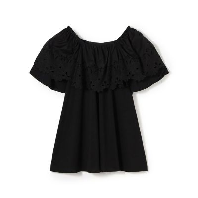 レースコンビ　ラッフルフレアブラウス