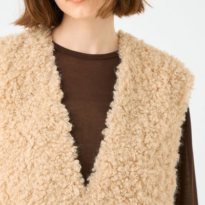 ミックスファー Vネックベスト | maison TOMORROWLAND/メゾン