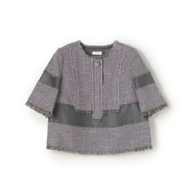 ＜maison TOMORROWLAND＞ブロッキングツイード　ハーフスリーブプルオーバー