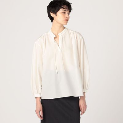 ハイカウントポプリン フリルカラーブラウス | maison TOMORROWLAND