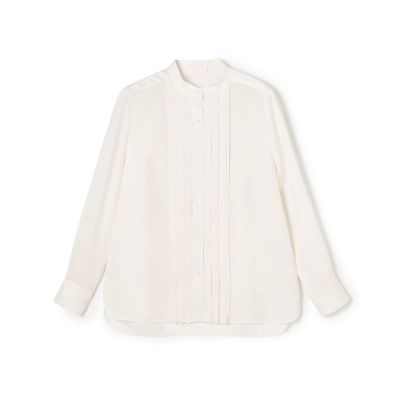 【送料無料】maison TOMORROWLAND/メゾン トゥモローランド スムースサテン ピンタックブラウス 11ホワイト トップス【三越伊勢丹/公式】
