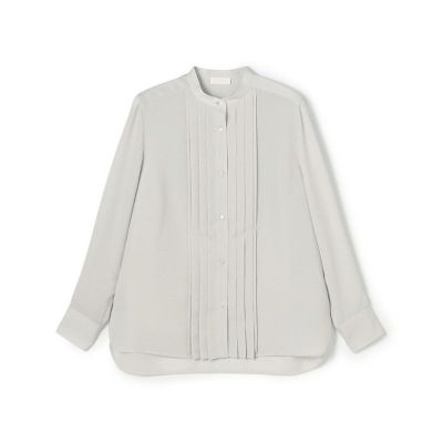 【送料無料】maison TOMORROWLAND/メゾン トゥモローランド スムースサテン ピンタックブラウス 13ライトグレー トップス【三越伊勢丹/公式】