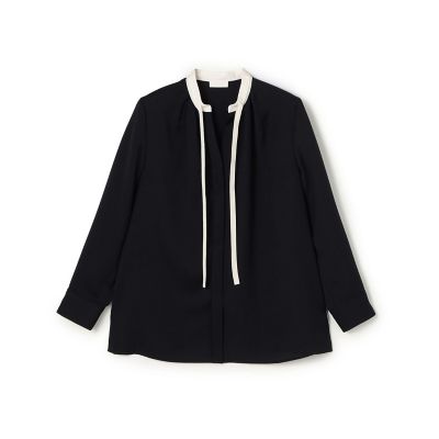 【送料無料】maison TOMORROWLAND/メゾン トゥモローランド スムースサテン ストリングネックブラウス 69ネイビー トップス【三越伊勢丹/公式】