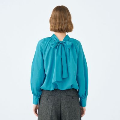 コットンシルクサテン 2－wayボウタイブラウス | maison