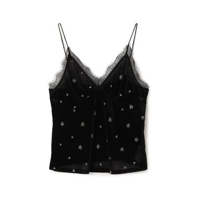 ＜maison TOMORROWLAND＞メッシュベロアエンブロイダリー　キャミソールブラウス