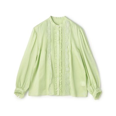 コットンシルクサテン タック＆レースブラウス | maison TOMORROWLAND