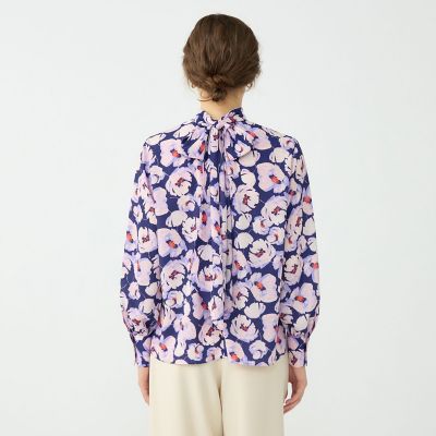 フェザリーフラワープリント ボウタイブラウス | maison TOMORROWLAND