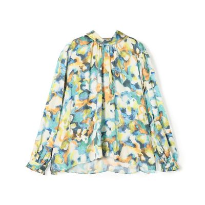 ＜maison TOMORROWLAND＞ミスティーフラワープリント　バックリボンブラウス