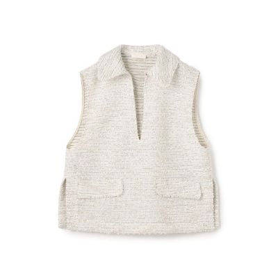 ＜maison TOMORROWLAND＞フリンジヤーンツイード　プルオーバーベスト