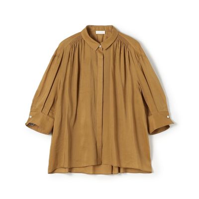 ＜maison TOMORROWLAND＞スムースラミー　ハーフスリーブブラウス