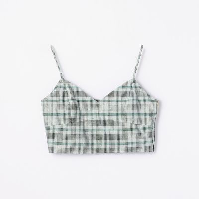 レーヨンポリエステルリネンチェック　ビスチェ