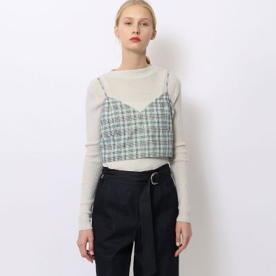 レーヨンポリエステルリネンチェック　ビスチェ