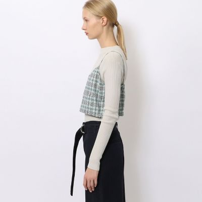 レーヨンポリエステルリネンチェック　ビスチェ