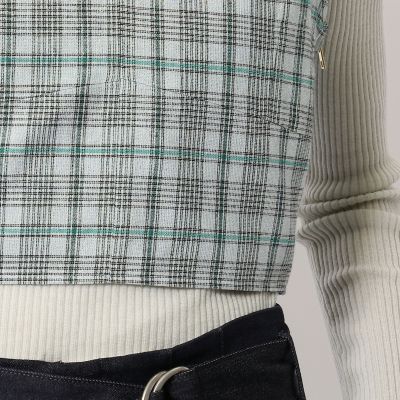 レーヨンポリエステルリネンチェック　ビスチェ