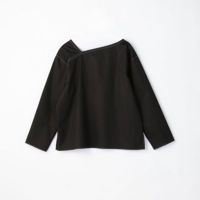 コットンサテン　アシンメトリーネックプルオーバー