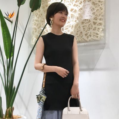 アセテートナイロンリブ　ノースリーブプルオーバー
