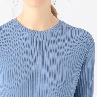 コットンランダムリブ　クルーネックワンピース