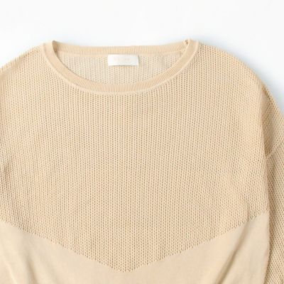 コットンポリエステルメッシュ　クルーネックプルオーバー