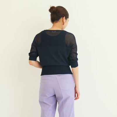 コットンポリエステルメッシュ　クルーネックプルオーバー