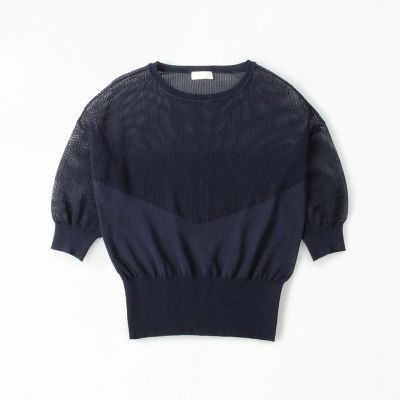 コットンポリエステルメッシュ　クルーネックプルオーバー