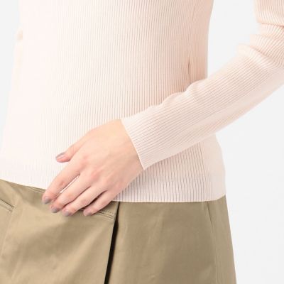 エクストラファインウールリブ　クルーネックプルオーバー