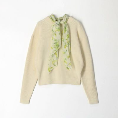 マテリアルコンビ　スカーフ付きプルオーバー