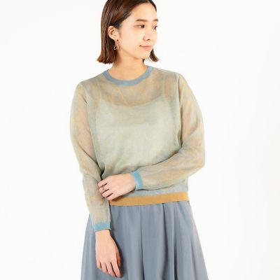 シースルージャカード　クルーネックプルオーバー