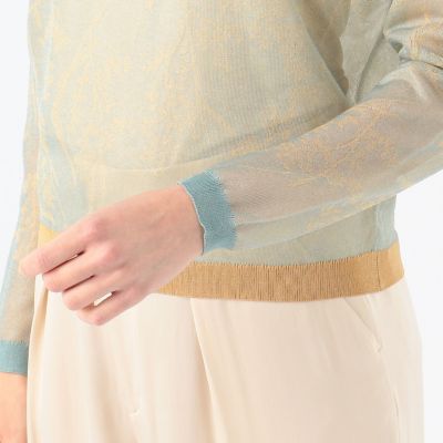 シースルージャカード　クルーネックプルオーバー